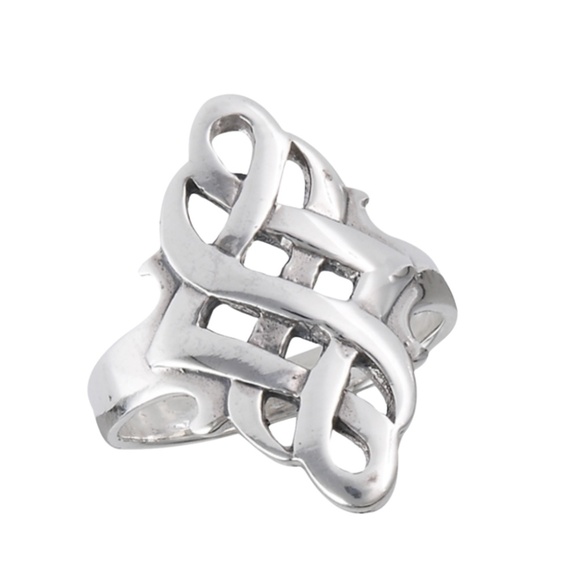Sterling Silver Heavy Celtic Endless Knot Ring – Size 8 - Picture 1 of 1